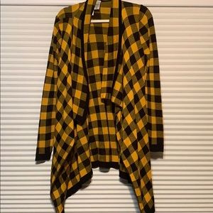 Black and mustard checkered cardigan
